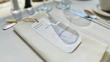 Table setting with placecard