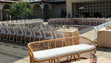 Event seating in a courtyard
