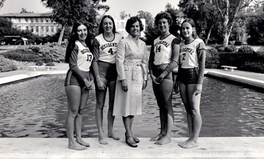 Ruth Berkey and members of the 1978 women's volleyball team