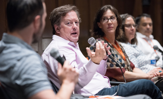 Sam Rubin '82 speaks on "Polarized Press, Politicized Science" in Choi Auditorium during Alumni Reunion Weekend in 2017.