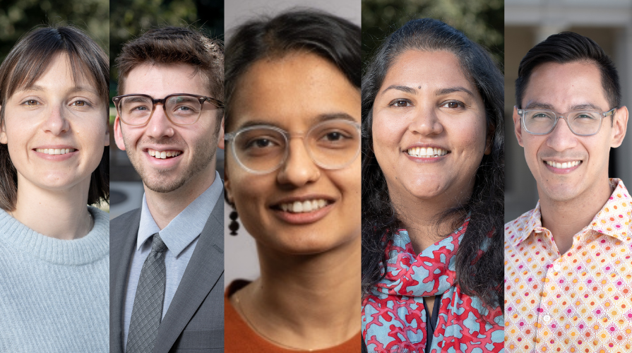 Portraits of five Occidental College faculty members featured on Academic Minute