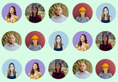 Grid of portraits, all smiling and looking at the camera