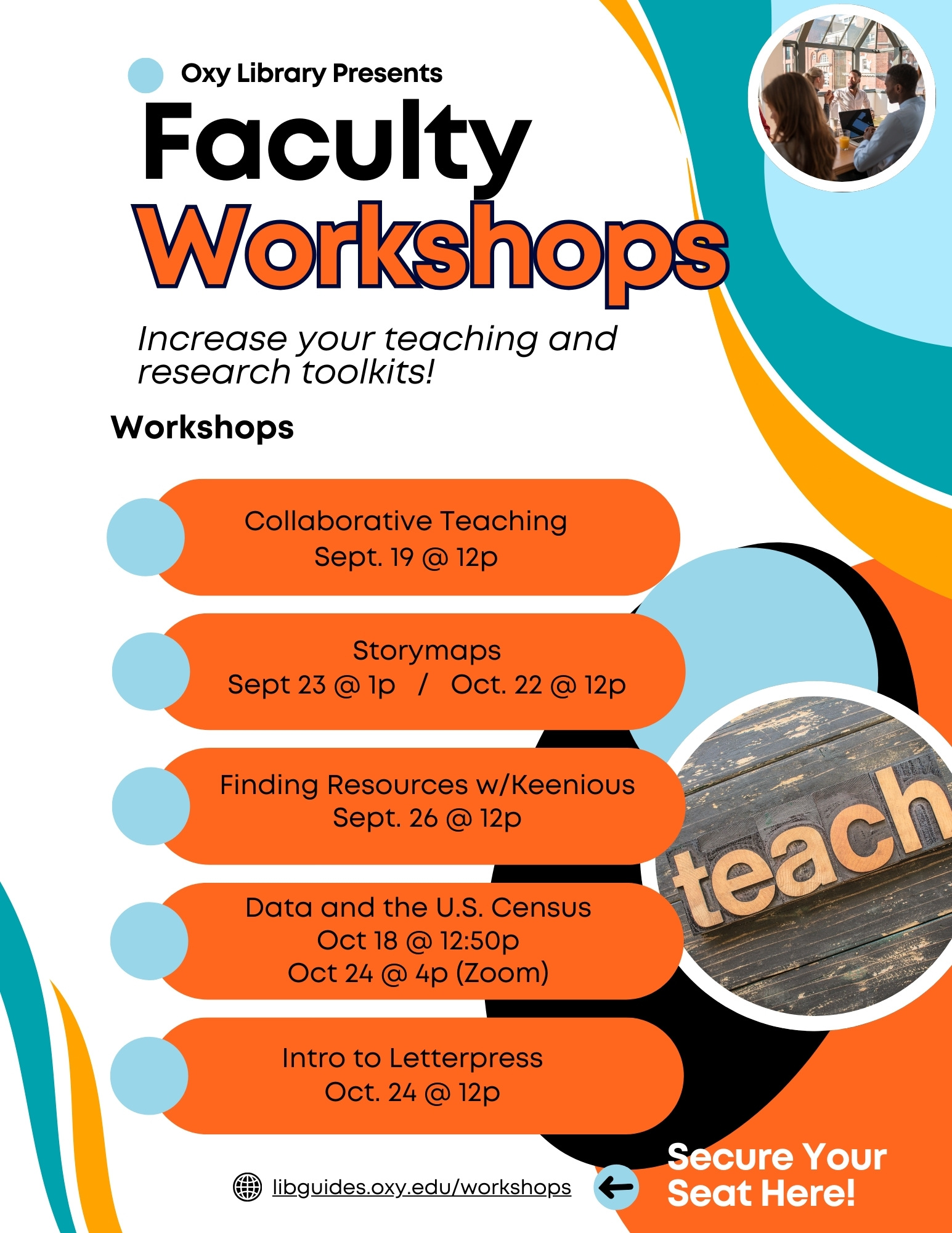 Flyer of library workshops