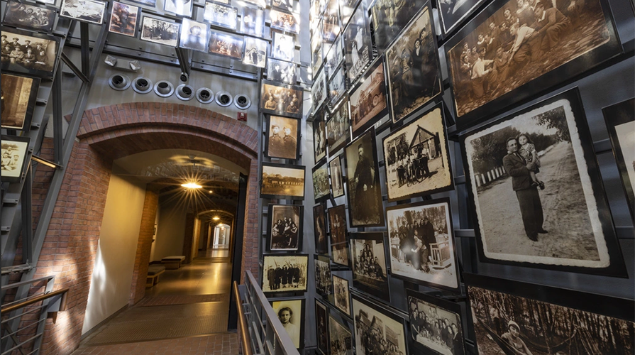 an image from an exhibition room at the US Holocaust Memorial Museum