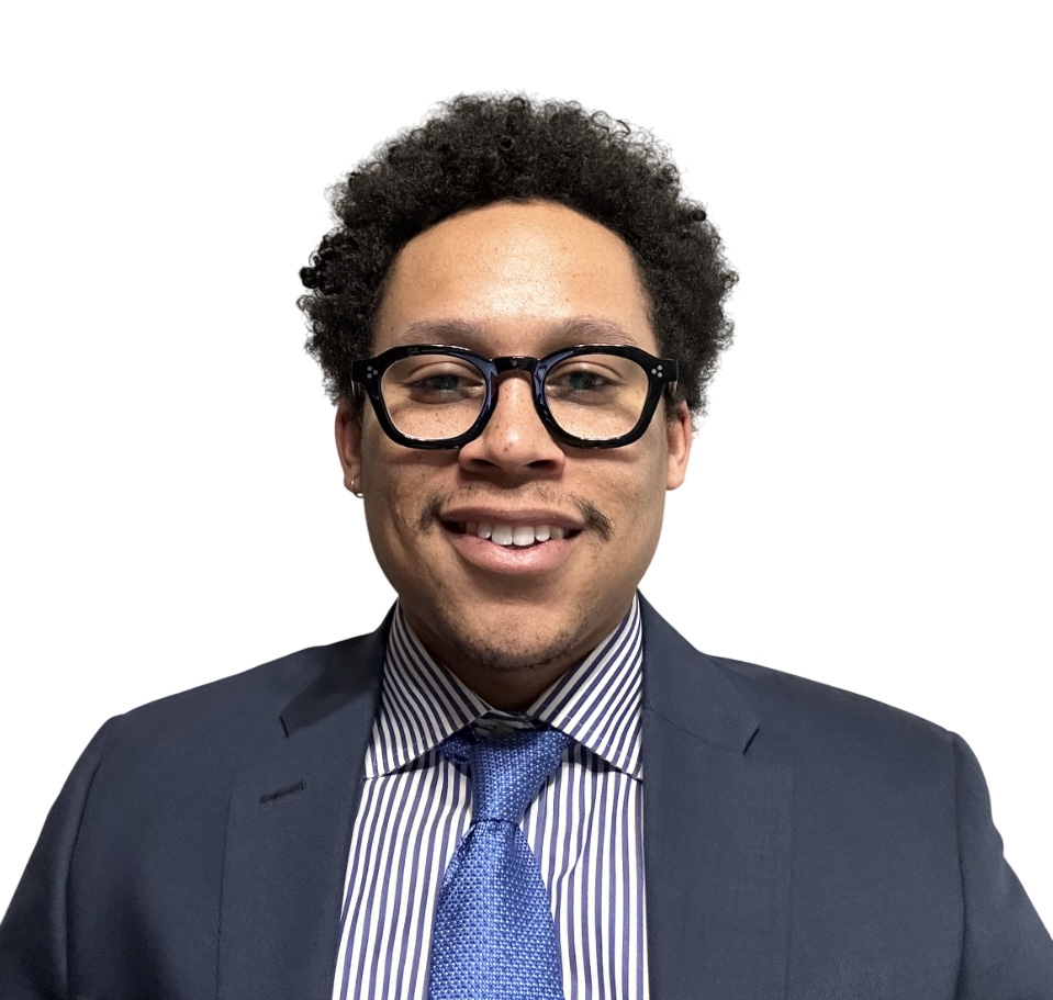 Man with tie in front of white background