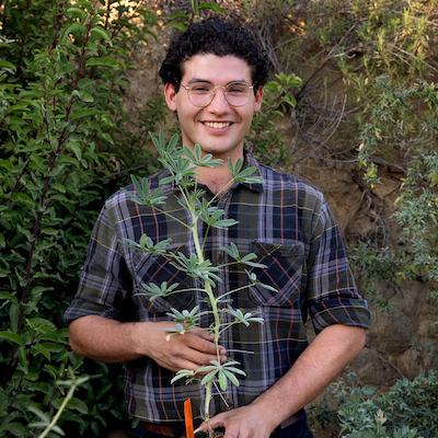 A photo of Diego Blanco holding a plant