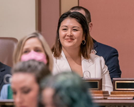 Samantha Sencer-Mura ’11 in session during her first term in the Minnesota House of Representatives.