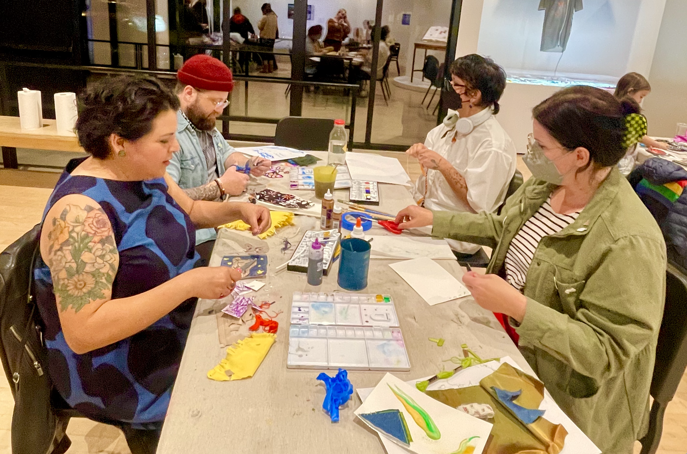 Making Space - Antivessels People make art together at a table