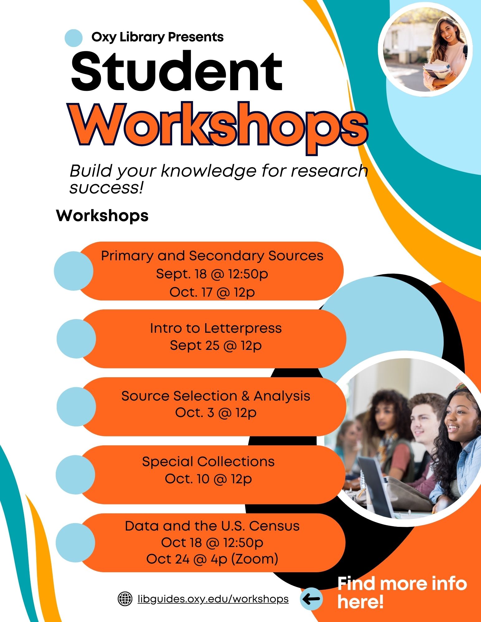 Flyer of library workshops