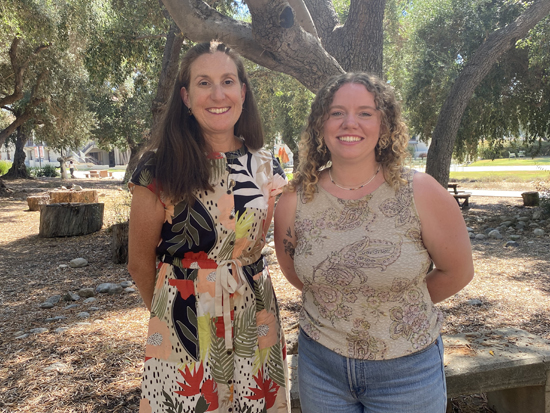 Alison Linder and Isa Merel ’23 of Occidental’s Office of Sustainability.