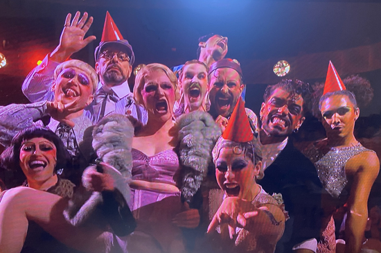 Loren Lester ’83 and fellow Cabaret cast members on the Tonys telecast in June.