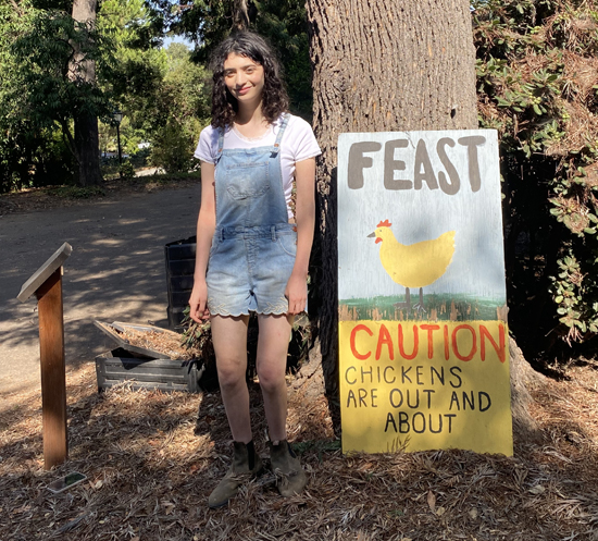 Zoe Bush '26 at Occidental's FEAST Garden.