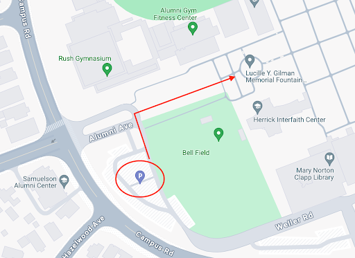 a map of Occidental College's west campus