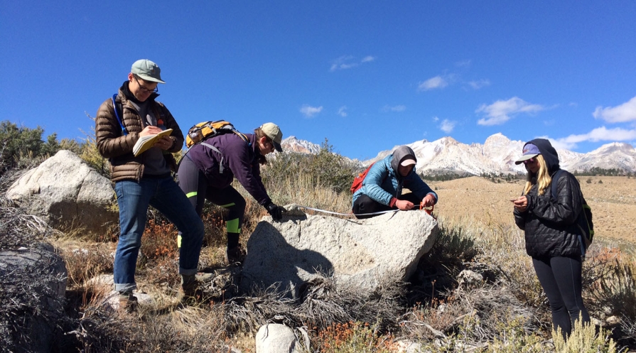 Oxy students conducting geology research in the field