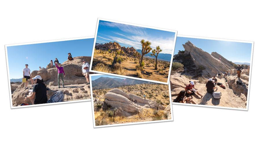 Photo montage of students in various desert settings