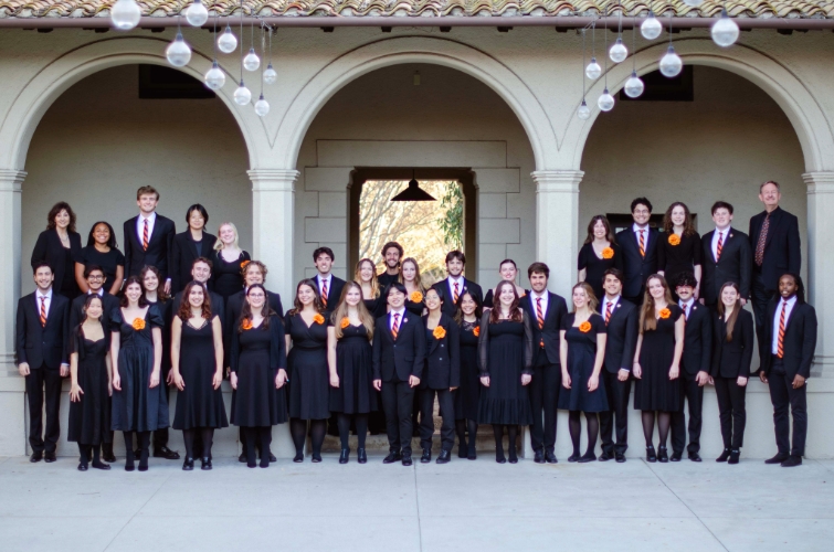 A photograph of our Glee Club (AY'24-'25) in the Booth Hall Courtyard.