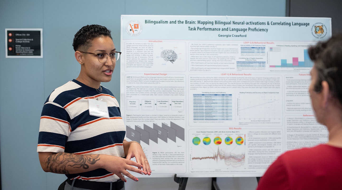 An Occidental College student presents her original research