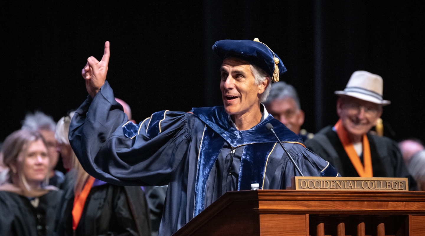 Occidental College President Tom Stritikus at Opening Convocation on August 26, 2024.