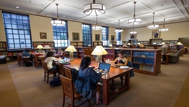 Students studying in the Oxy librari