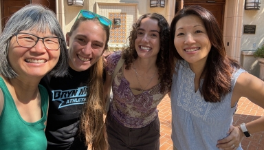 Members of the Pacific Crossings “Dream Team”: From left, Nakatsuka, Gilder Lehrman program coordinator Leah Baer, administrative assistant Thea Wilson ’24, and Hong.