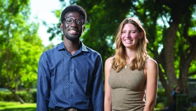 Projects for Peace participants Stephen Amankonah Sekyere ’27 and Eleanor Goddard ’25