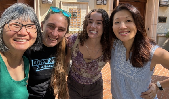 Members of the Pacific Crossings “Dream Team”: From left, Nakatsuka, Gilder Lehrman program coordinator Leah Baer, administrative assistant Thea Wilson ’24, and Hong.