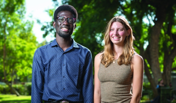 Projects for Peace participants Stephen Amankonah Sekyere ’27 and Eleanor Goddard ’25