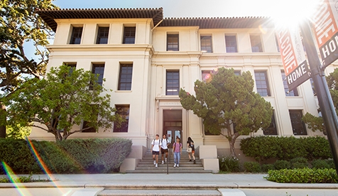 Occidental College - Johnson Hall Exterior with Students