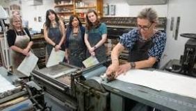 Students in letterpress class