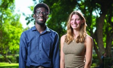 Projects for Peace participants Stephen Amankonah Sekyere ’27 and Eleanor Goddard ’25