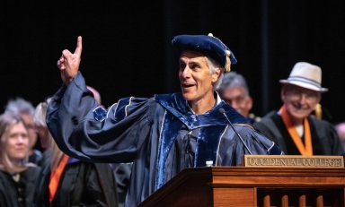 Occidental College President Tom Stritikus at Opening Convocation on August 26, 2024.